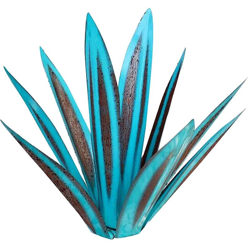 Agaven-metallskulptur – Garten-/terrassendekoration – Höhe 35 Cm – Blau – 1 Stück