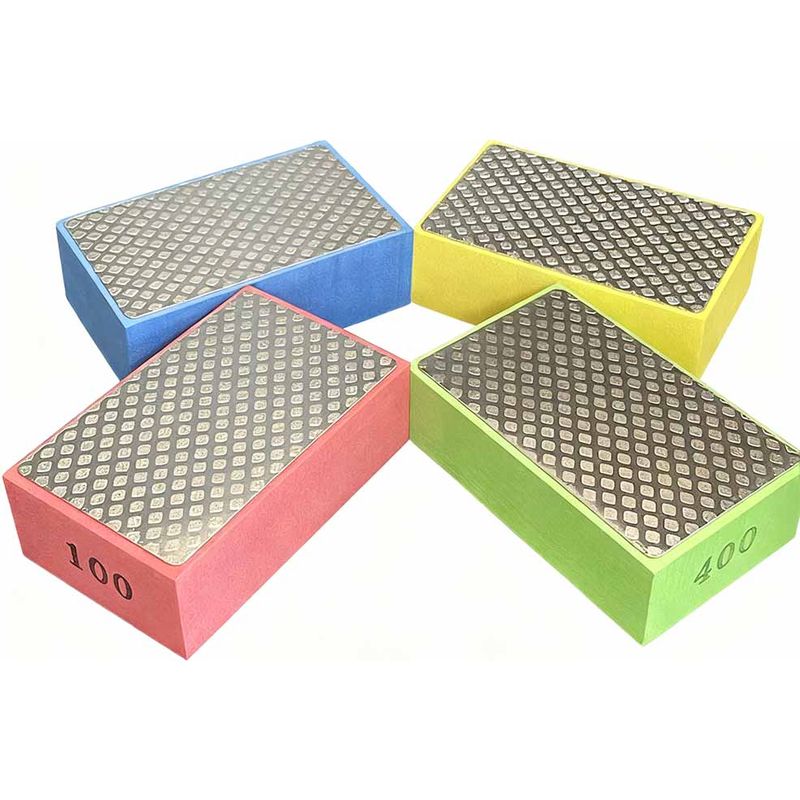 Diamant-schleifblock – Körnung 60, 100, 200, 400 – Für Fliesen, Stein, Beton – Schleifen, Polieren, Entgraten – 4er-pack