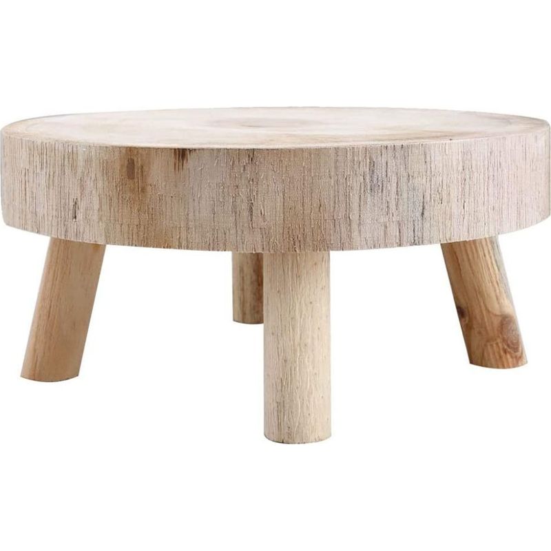 Pflanzenständer - Runder Holz-hocker Für Innen Und Außen - 14x9 Cm - Dunkelbraun Oder Naturholz - 1 Stück