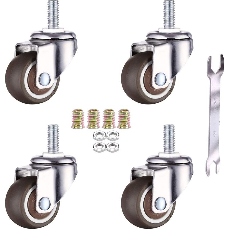 Lenkrollen Für Möbel – Durchmesser 25 Mm – Gewinde M6 X 15 Mm – Montagehöhe 40 Mm – Weichgummi – 4er-set