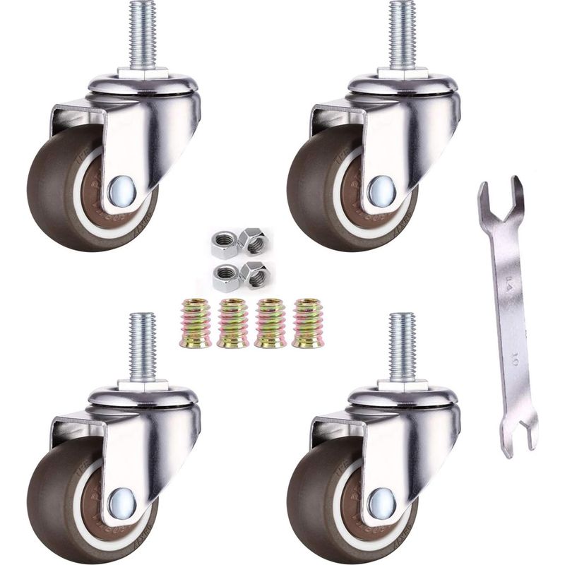 Lenkrollen Für Möbel – M6 X 15 Mm – 32 Mm Gewinde – Thermoplastisches Gummi (tpe) – 4er-set
