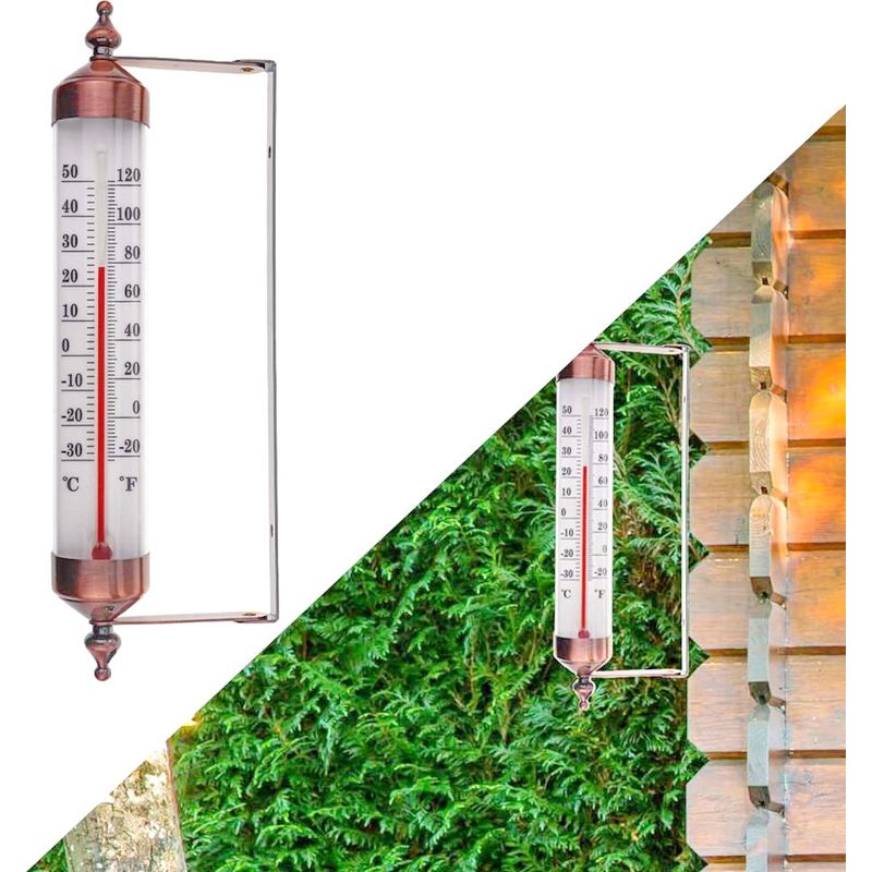 Außenthermometer – Anzeige: -30 Bis +50 °c – Wand- Oder Fenstermontage – Drehachse Für Optimale Ablesbarkeit – Bronze-finish – 1 Stück