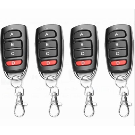 Telecommande Universelle Portail - 433 Mhz - Compatible Codes 2260 2262 1527 Pt2264 5326 527 - Clonage Sans Fil - 4 Boutons - Lot De 4