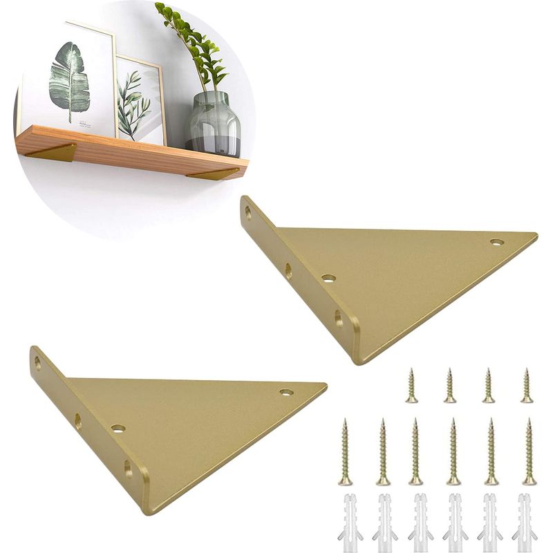 Dreieckiger Regalträger - Stahl - 8 X 10 Cm - Wandmontage Ohne Bodenhalterung - 2 Stück