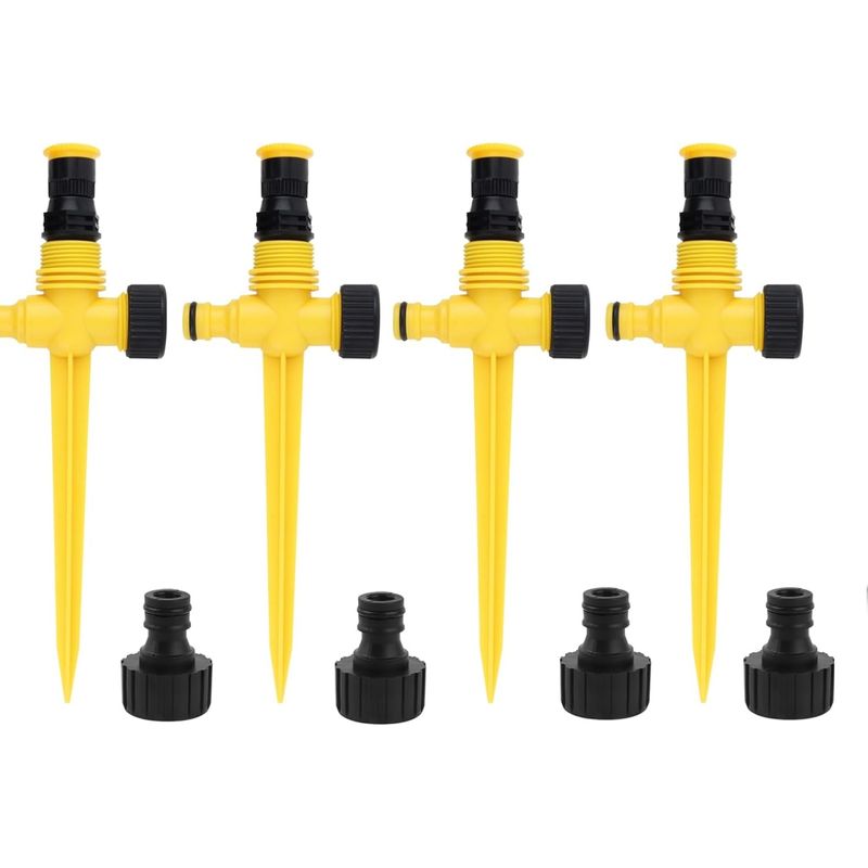 Automatischer Rasensprenger – 360° Verstellbar Von 90° Bis 180° – Reichweite 5 Bis 10 M – Bewässerungssystem Für Rasen, Garten Und Gemüsebeet – 4er-pack Mit 3/4"-schnellkupplungen