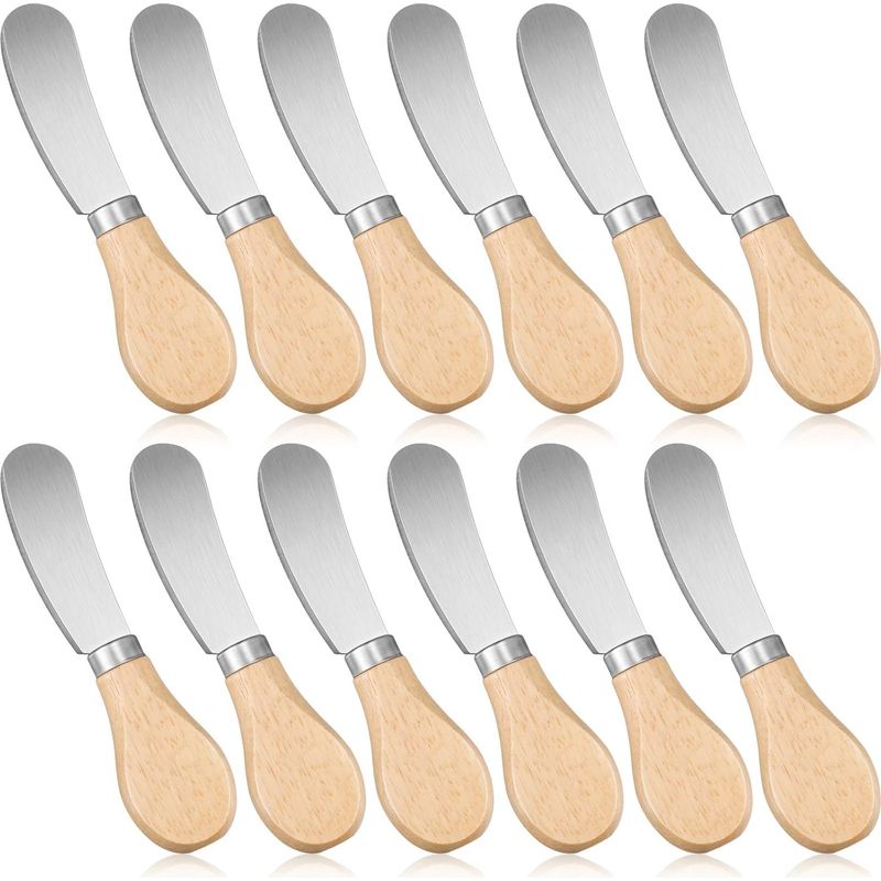 Käsemesser – Klinge Aus Edelstahl Und Griff Aus Bambus – Für Butter, Marmelade, Sahne – 12er-set
