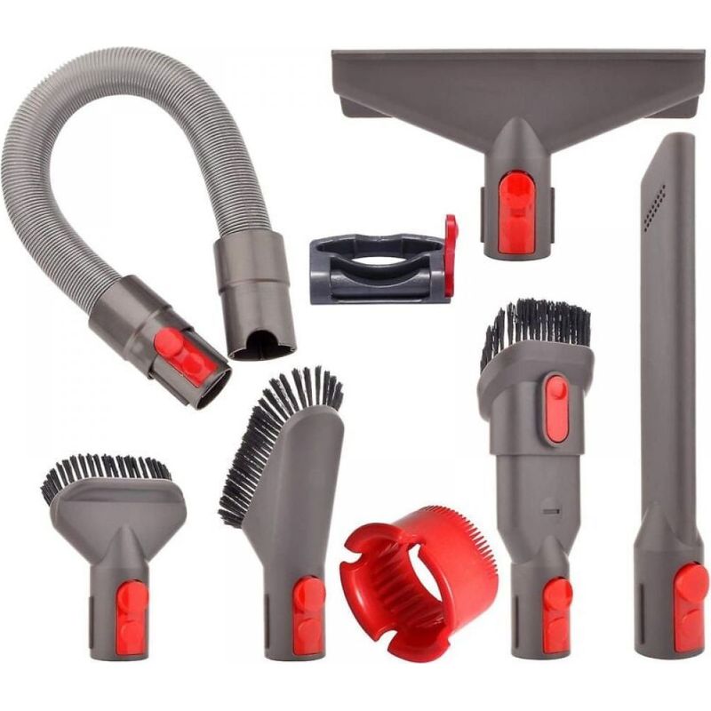 Staubsaugerzubehör – Für Dyson V15, V11, V10, V8, V7 – 8-teiliges Set – Verlängerungsschlauch + 2-in-1-bürste + Polsterbürste + Bürste Mit Weichen Borsten – Grau