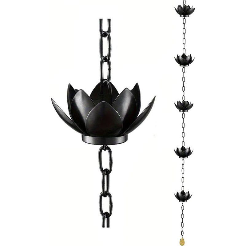Regenkette – Lotus-regenauffangkette Für Dachrinnen Im Außenbereich – Leitet Wasser Auf Den Boden Oder In Einen Behälter – 200 Cm, Verstellbar