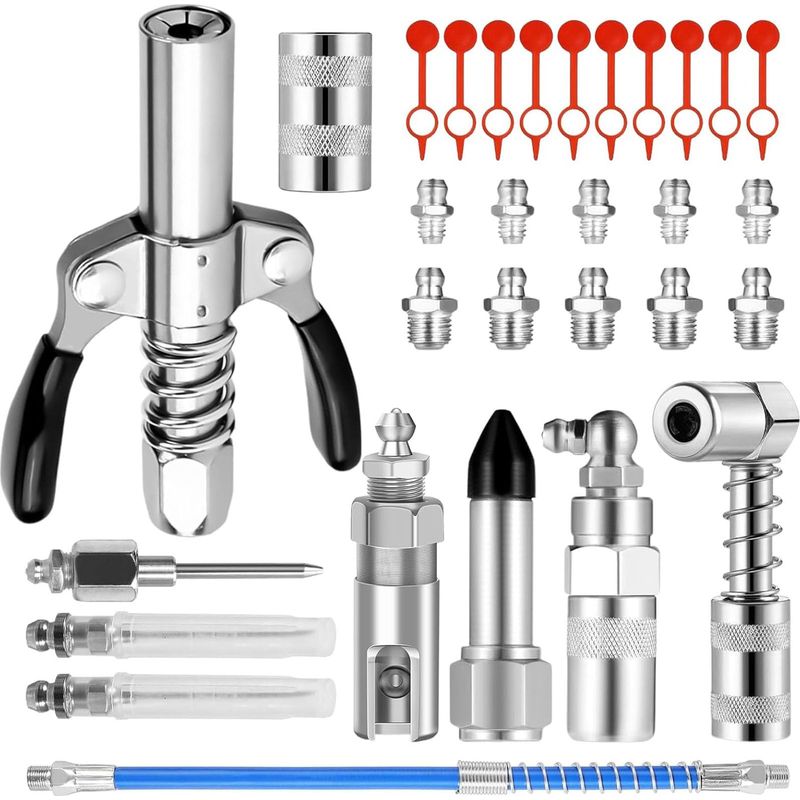28-teiliges Fettschmierset – Fettpumpe Mit Flexibler Düse Und Universalanschlüssen – Für Die Mechanische Wartung