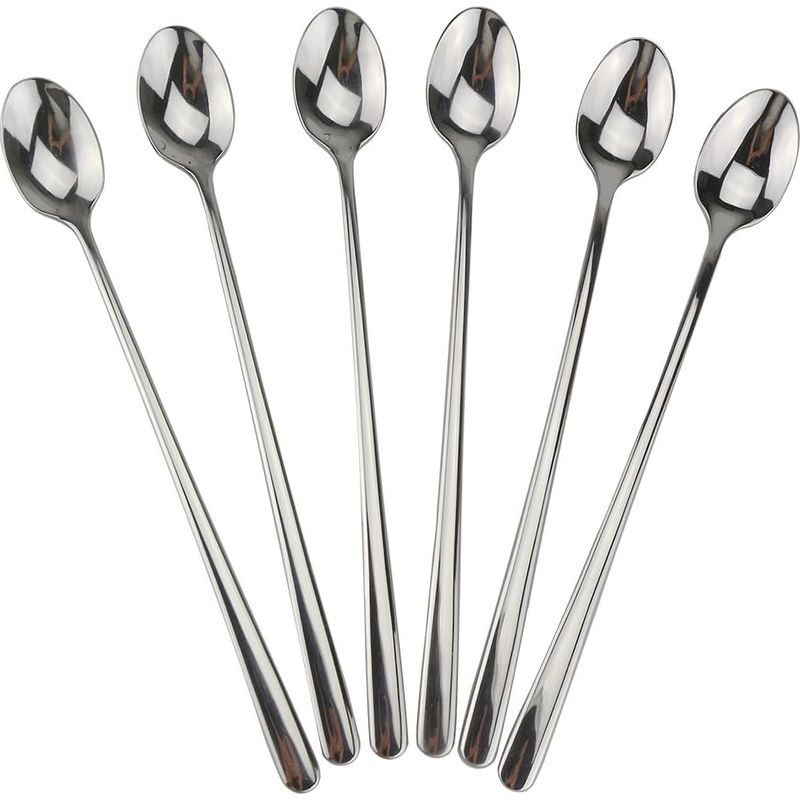 Langstieliger Löffel – Edelstahl 18/10 – 220 Mm – Für Eistee, Kaffee, Cocktails, Milchshakes – 6er-set