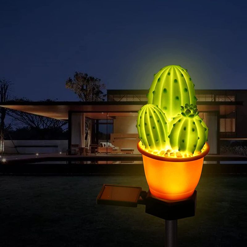 Solar-gartenleuchte – Ip65 Wasserdichte Solar-wandleuchte – Für Einfahrt, Terrasse, Rasen – Kaktus- Oder Ananas-design – 1 Stück