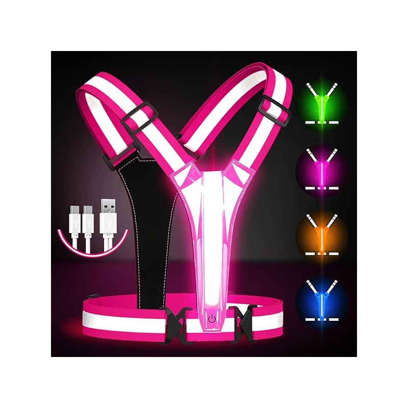 Led-reflektorweste – Sicherheitsweste Zum Laufen Und Für Spaziergänge Bei Dunkelheit – Usb-aufladbar – Bis Zu 11 Stunden Akkulaufzeit – Verstellbare Taille Und Schultern – 1 Stück