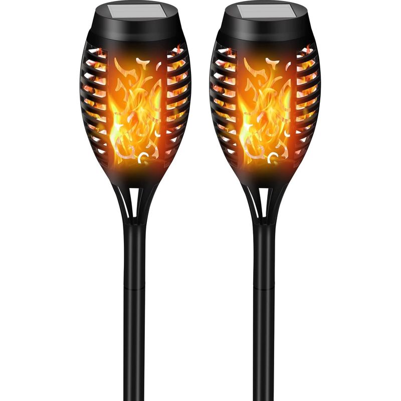 Solarleuchten – Flackernde Flamme – 12 Leds – Ip44 Wasserdicht – Für Garten, Hof, Einfahrt – 2er-pack