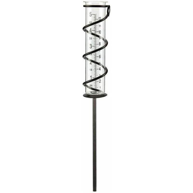 Regenmesser – Glas – Metallspirale – Für Garten, Rasen Und Hinterhof – Höhe 42 Cm, Durchmesser 5,5 Cm – 1 Stück