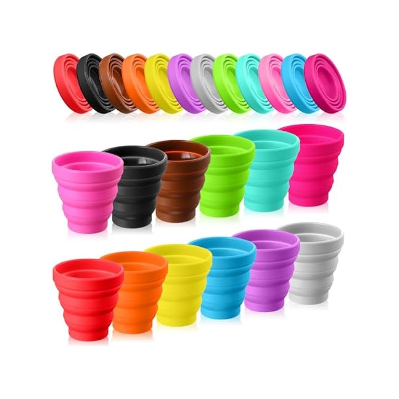 Faltbarer Silikonbecher – 150 Ml – Für Reisen, Camping, Wandern, Outdoor-aktivitäten, Büro – 24 Stück (12 Farben) – Deckel Nicht Enthalten