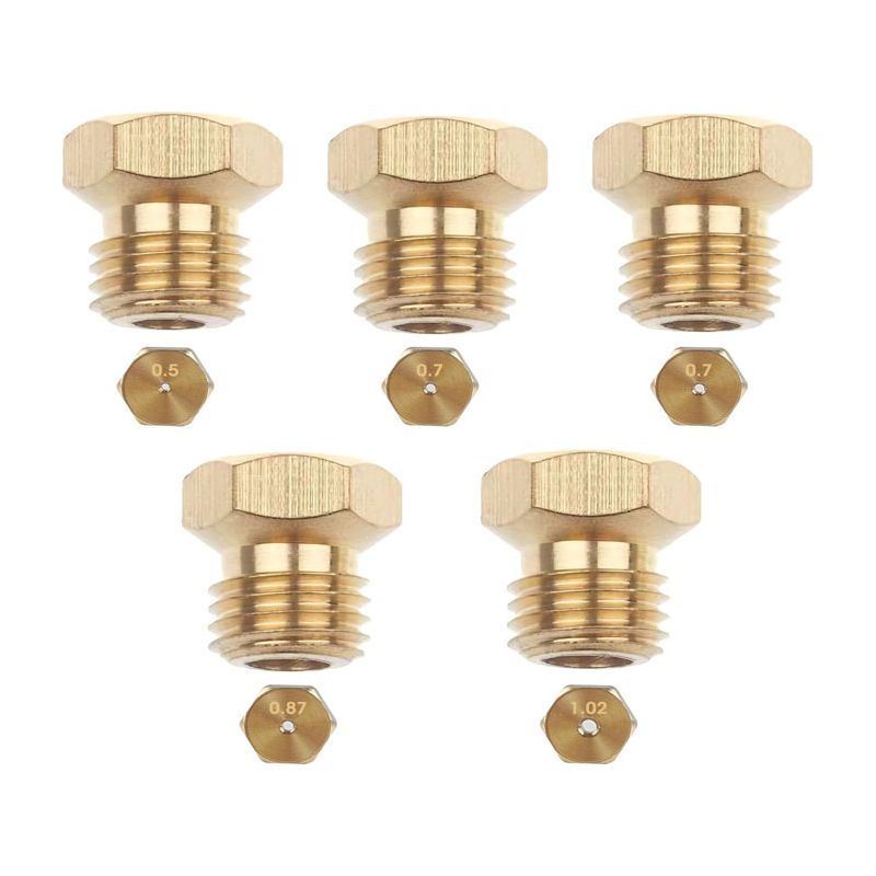 Butangasdüse – 5 Stück – Durchmesser 0,5 Mm, 0,7 Mm, 0,87 Mm, 1,02 Mm – Standardgewinde – Für Flüssiggaskocher – Messing