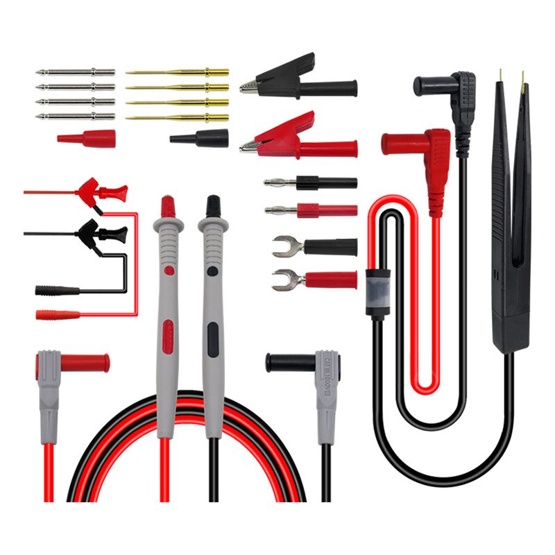 Messleitungssatz – 21-teilig – Für Elektrisches Multimeter – Bananenstecker – Krokodilklemmen – Messspitzen – Federhaken – Cat Iii 1000 V – 20 A
