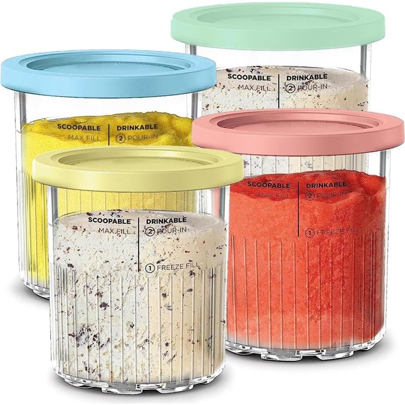 Sorbetbehälter – 710 Ml – Kompatibel Mit Ninja Creami Nc500 Und Nc501 – Auslaufsicherer Deckel – 4er-pack