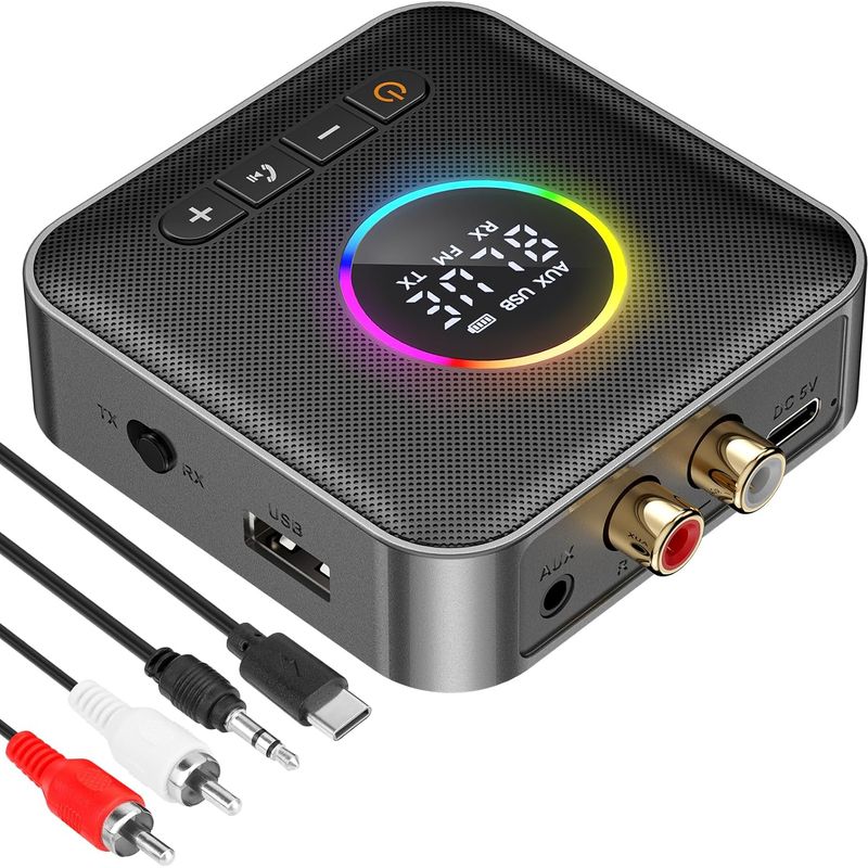 Bluetooth 5.4 Adapter – Hifi-audio-sender/empfänger – Led-anzeige – Aux-, Rca- Und Usb-eingänge – Für Fernseher, Auto, Pc Und Stereoanlagen