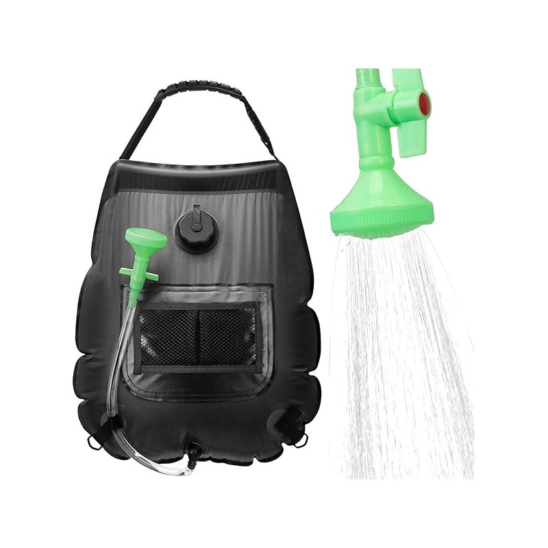 Tragbare Solarduschtasche – 20 L – Solarheizung – Duschkopf Mit Schalter – Abnehmbarer Schlauch – Für Camping, Wandern Und Strand