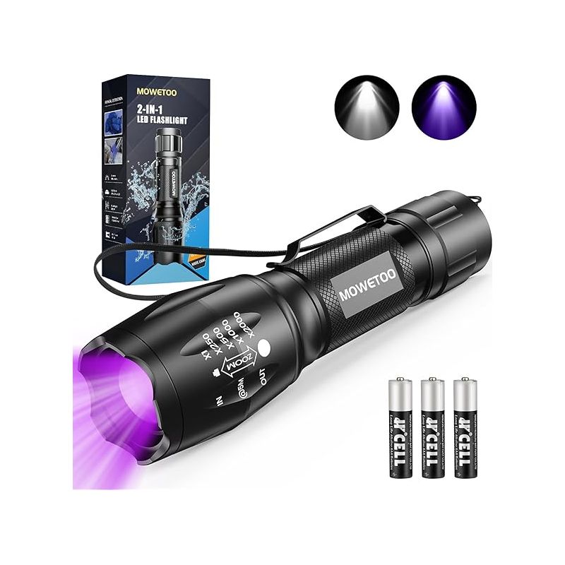Uv-taschenlampe – Schwarze Led-taschenlampe (395 Nm) – Weiß + Ultraviolett – Haustierurin-detektor – Dokumentenprüfung – Leckage- Und Insektenerkennung – 1 Stück