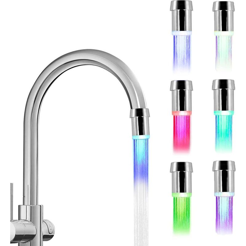 Led-armatur – 2 Stück – 7 Farben – Wasserhahn-düse Für Küche Oder Bad – Wasserdruckbetrieb – 24-mm-innengewinde