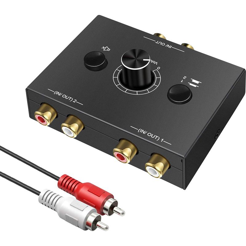 Rca-audioschalter – 2 Eingänge, 1 Ausgang Oder 1 Eingang, 2 Ausgänge – Geräuschloser Analoger Stereoschalter Mit Lautstärkeregler – Für Pc-lautsprecher, Kopfhörer Und Phono-vorverstärker – 1 Stück