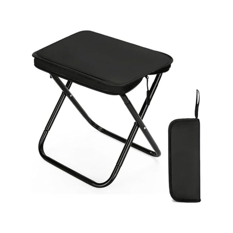 Klappbarer Campinghocker – Maße (aufgeklappt): 28 X 28 X 24 Cm – Metallrahmen – 600d Oxford-gewebe – Maximale Belastung: 100 Kg – Schwarz – 1 Stück