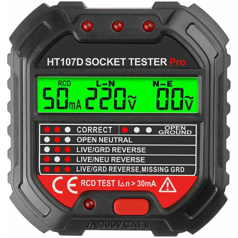 Steckdosentester – 6 Led-anzeigen – Spannung 90–250 V – Eu-norm – Zur Prüfung Von Elektroinstallationen Im Haushalt – 1 Stück