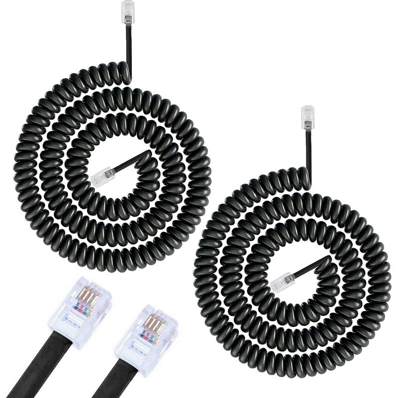Telefonkabel – 2 M – Spiralkabel – Rj9 – Für Festnetztelefon Und Faxgerät – 2 Stück