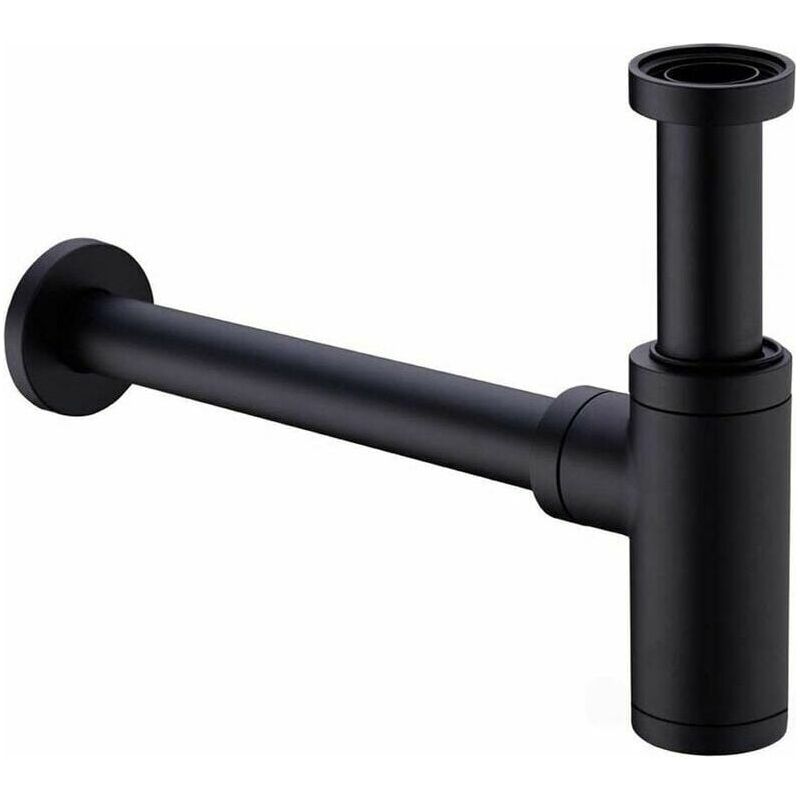 Waschbecken-siphon – Massives Messing – 200 Mm Verlängerungsrohr – 32 Mm (1 1/4 Zoll) Verstellbarer Anschluss – Geruchs- Und Auslaufsicher – Mattschwarz – 1 Stück