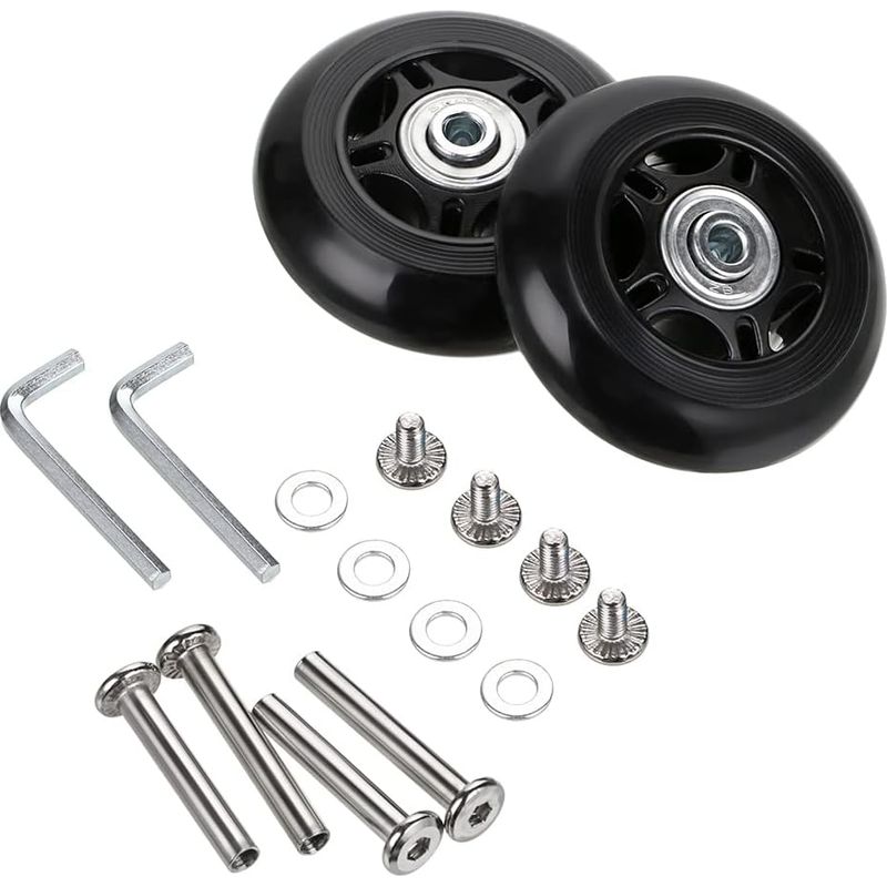 Kofferrollen – 70 X 24 Mm – 6 Mm Innenlagerdurchmesser – 36 Mm Achse – Polyurethan – Schwarz – 2 Stück