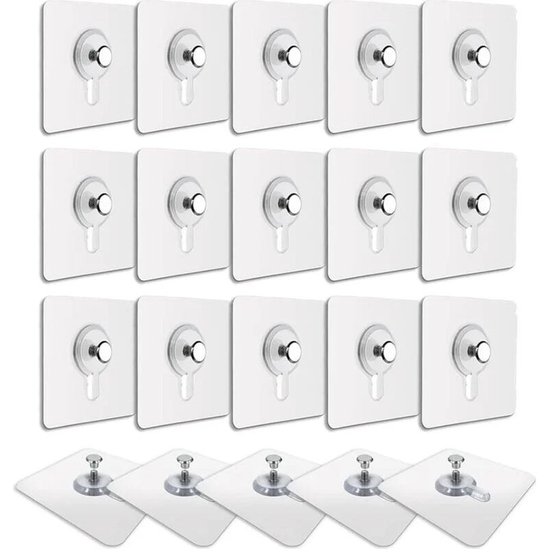 Bilderaufhängesystem Ohne Bohren – 2 Kg Transparente Klebehaken – Für Glatte Wände, Holz, Keramik, Glas, Metall – 20 Stück