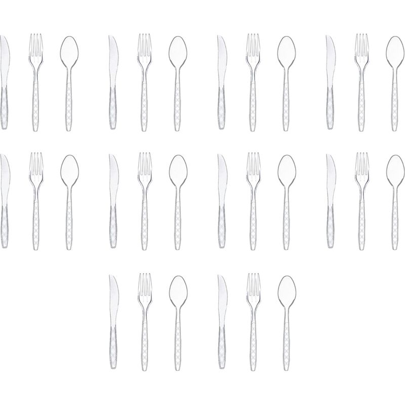 Plastikbesteck – Einweggabeln, -löffel Und -messer – 300 Transparente Styroporteile – Für Partys, Hochzeiten Und Veranstaltungen – Packung Mit 100 X 100 X 100 Mm