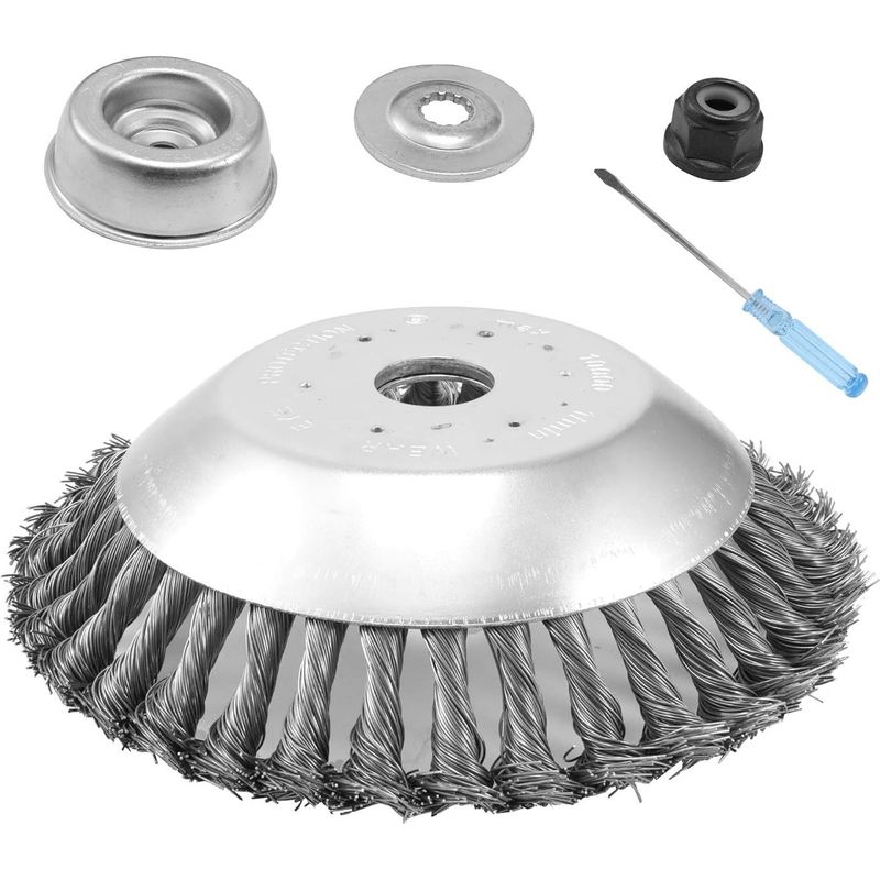 Freischneiderkopf – 8-zoll-stahlbürste Mit Gedrehtem Knoten – Für Rasentrimmer Ab 25 Cm³ Hubraum Mit Geradem Schaft – 1 Stück