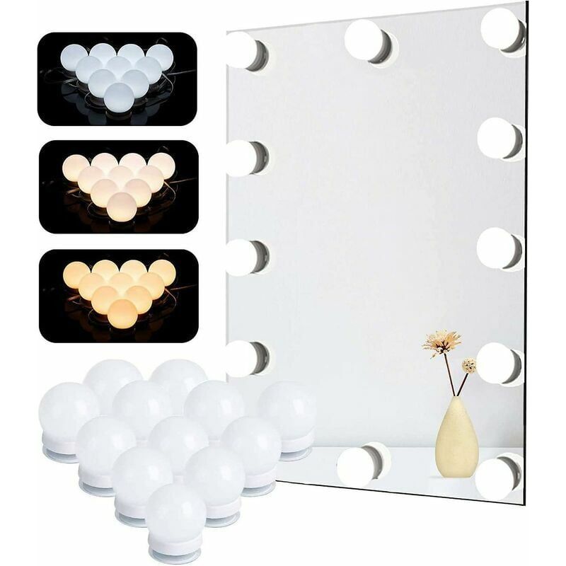 Schminklampe – 10 Dimmbare Led-lampen – 3 Farbtemperaturen (3200 K–6500 K) – 5 Einstellbare Helligkeitsstufen – Usb-anschluss – Für Badezimmer Und Schminktisch