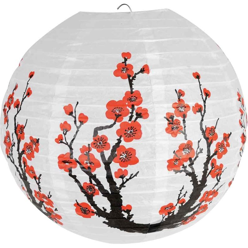 Japanische Laterne – 35 Cm – Pflaumenblüte – Papier – Rundes Design – Für Den Innenbereich (wohnzimmer, Schlafzimmer, Esszimmer) – 1 Stück