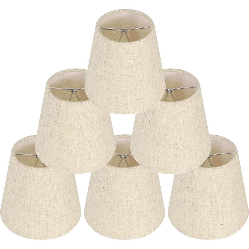 Klemm-lampenschirm – Bodendurchmesser 14 Cm – Höhe 13 Cm – E14-fassung – Für Tischlampen, Wandleuchten Und Kronleuchter – Leinen, Metall, Pvc – 6er-set