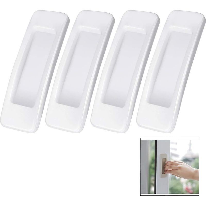 Selbstklebender Schiebetürgriff – Weißes Abs – Für Türen, Fenster, Schränke, Kühlschränke – 4 Stück