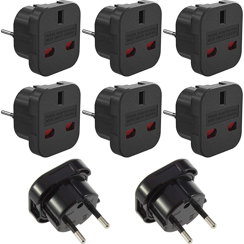 Reiseadapter Großbritannien Auf Eu – 3-poliger Stecker Auf 2-poligen Stecker – 10 A, 1000 W – Hochfestes Abs – Für Reisen In Frankreich Und Europa – 8er-pack