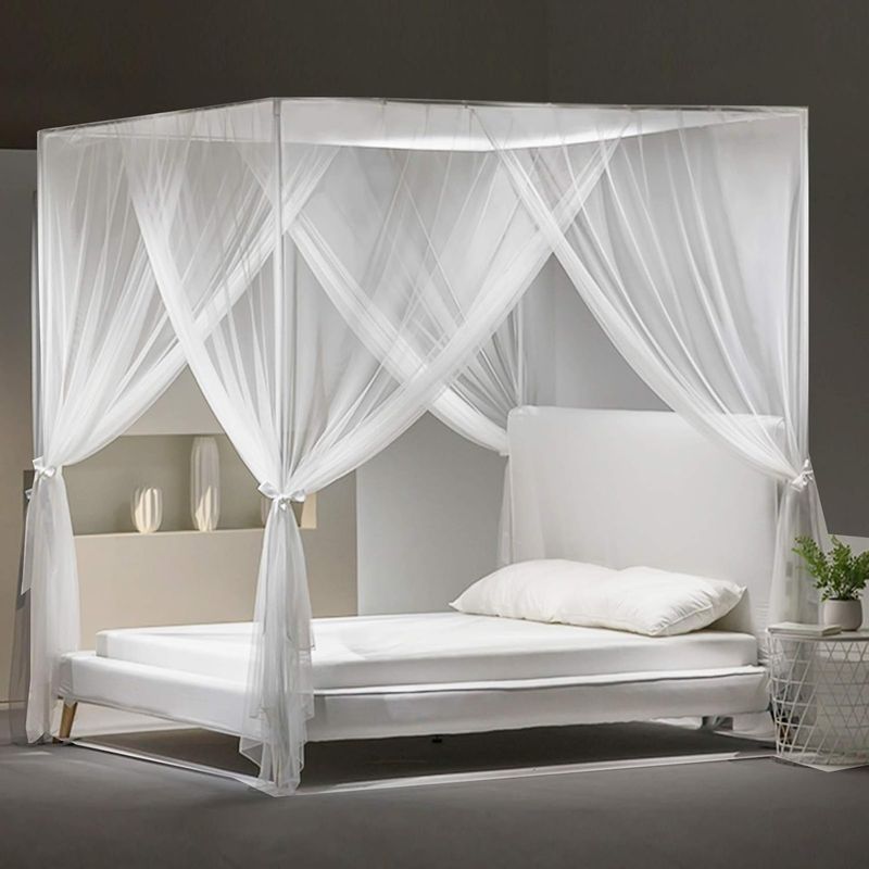 Moskitonetz Für Doppelbett – 210 X 190 X 240 Cm – Mit 4 Türen – Mikroporöses Polyestergewebe – Für Schlafzimmer, Camping Und Reisen – 1 Stück