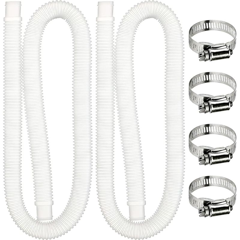 Schwimmbadschlauch – 32 Mm – Wellpolyethylen – Durchscheinend – Für Aufstellpoolpumpe Und -filter – 2 X 150 Cm Länge Mit 4 Edelstahlklemmen