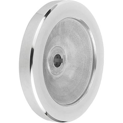 SCHEIBENHANDRAD D1=125 PASSBOHRUNG MIT NUT D2=14H7, B3=5, T=16,3 ALUMINIUM, OHNE GRIFF