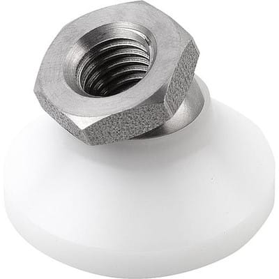 GELENKTELLER D1=M16, D=50, H=32, FORM:D, POM, KOMP:EDELSTAHL