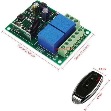 Pair Commutateur À Distance Sans Fil - 433 Mhz - 2 Canaux Ac 220v - Avec Relais Récepteur - 2 Télécommandes - Pour Porte De Garage, Volet Roulant, Lumières, Pompes