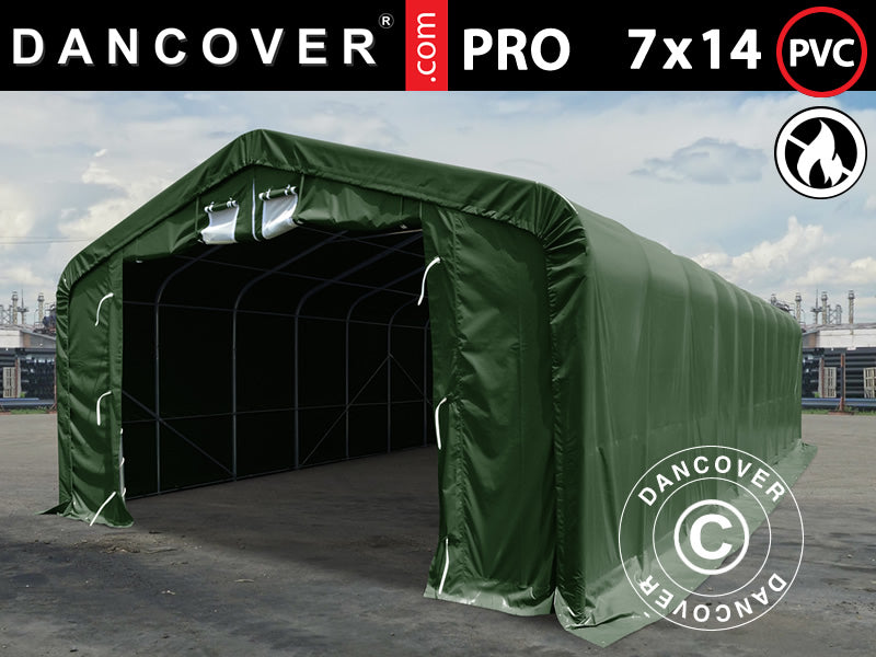 Lagerzelt Pro 7x14x3,8m Pvc Mit Dachfenster, Grün - Dancover
