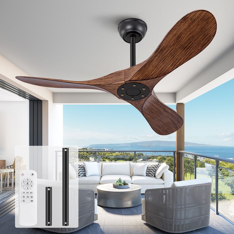 106 Cm (42 Zoll) Deckenventilator Ohne Licht, Leiser, Reversibler Gleichstrommotor, 6 Geschwindigkeitsstufen, Modernes Walnuss-design, Für Wohnzimmer, Schlafzimmer, Terrasse, Mit Fernbedienung