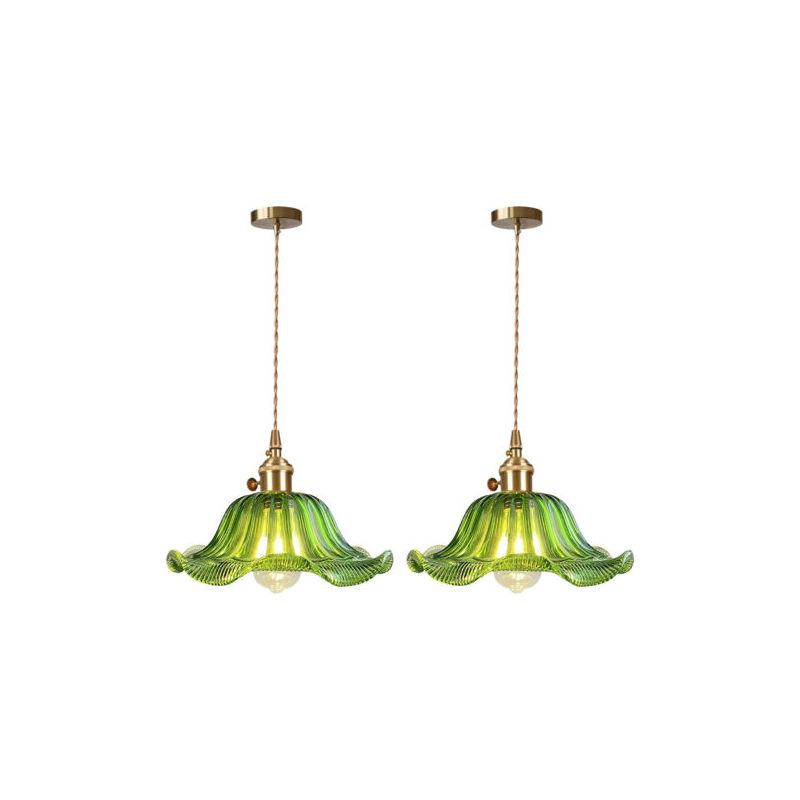 Stück Vintage-deckenleuchte, Pendelleuchte, Glas-kronleuchter, Retro-modern, Grün