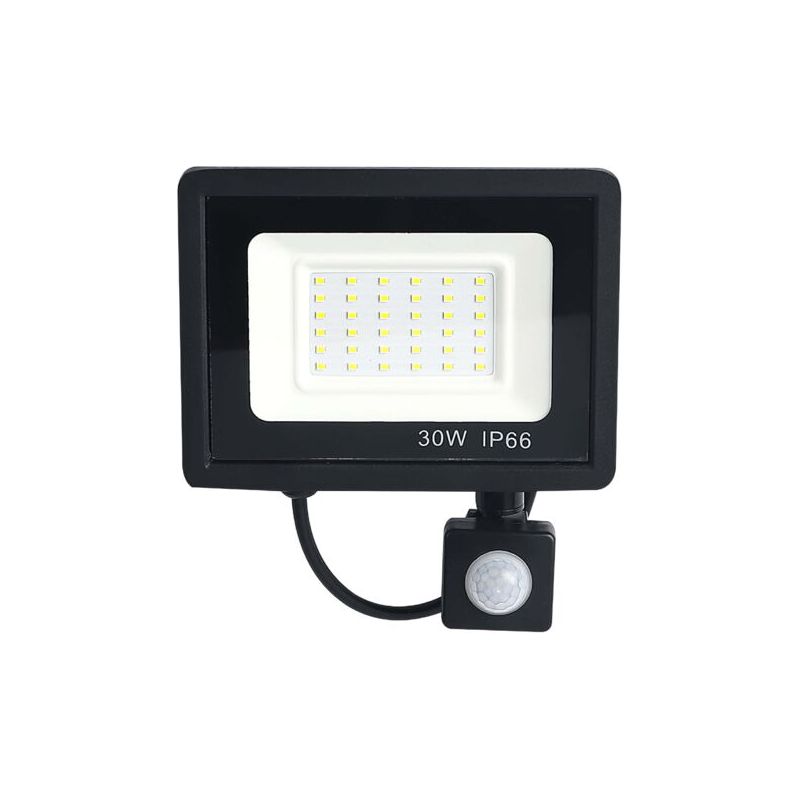 30-w-led-flutlichtstrahler, Schwarz, Mit Bewegungsmelder Für Den Außenbereich, Schutzart Ip65, Farbtemperatur: Kaltweiß 3000 K/6500 K – Rw-flutlichtstrahler Mit Bewegungsmelder