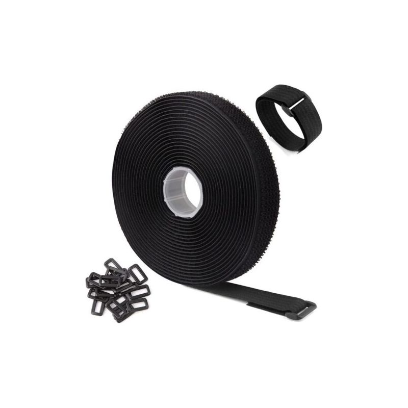 M X 2,5 Cm Verstellbare Kabelbinder Mit 25 Schlaufen, Wiederverwendbare Schwarze Kabelbinder, Klett-kabelmanagementbänder, Schwarz
